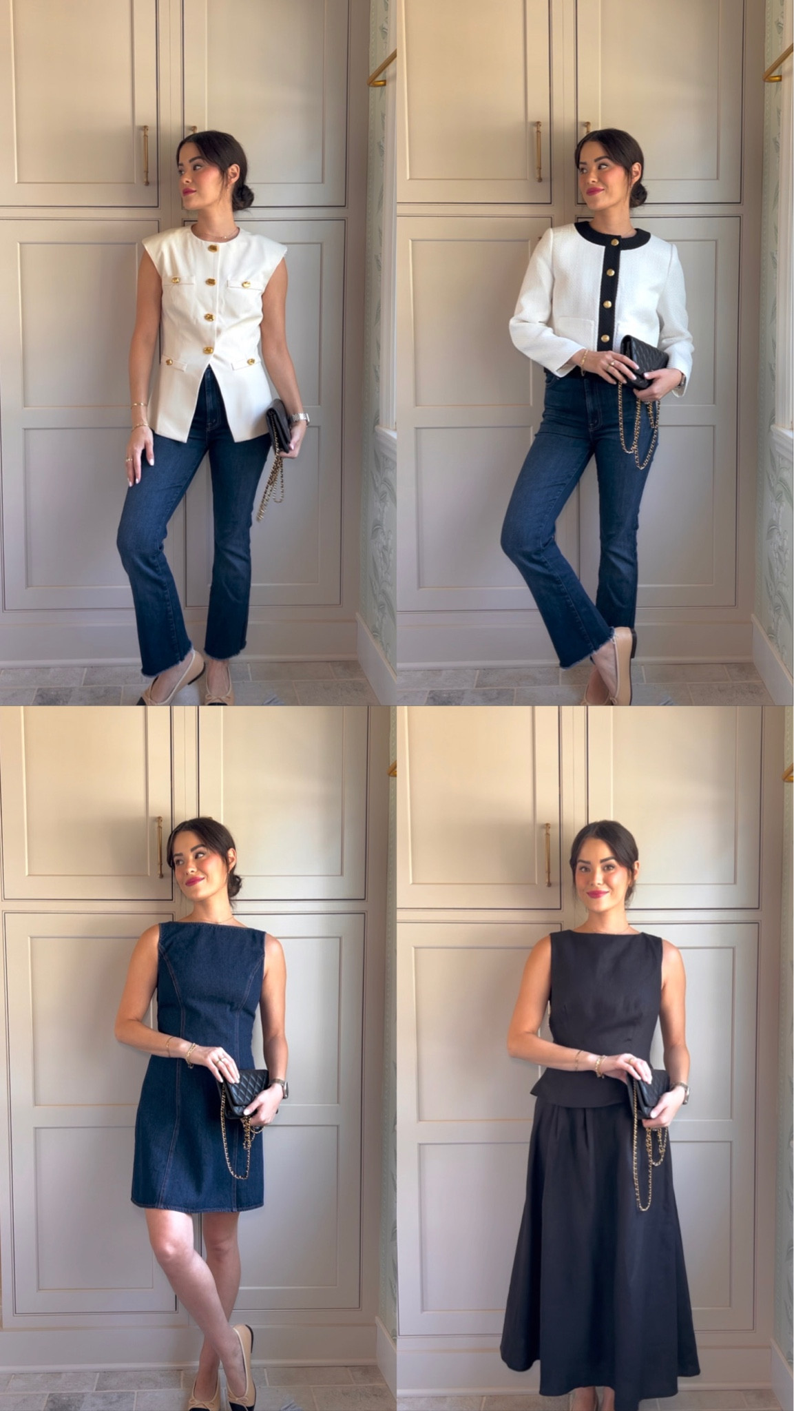Black, white and denim — versatile outfits for summer and fall  
