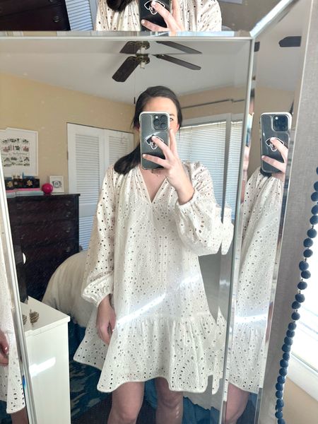 My recent H&M order just arrived and I thought it could be fun to try it on with y’all!

I plan to wear this adorable eyelet dress as a coverup this summer, but tried it on with a slip for the sake of sharing it. It now comes in a cute blue too! I took it in a medium for a bit of added length but it’s still pretty short but perfect for me (5’ 7”) as a coverup but would be cute as a dress for someone shorter  

H & M finds, spring fashion, summer fashion, affordable clothing, Easter dress, baby shower dress, church dress, summer style, blue and white dress, pink dress, casual dress, white jeans, floral tablecloth, leather and canvas crossbody bag, blue tweed lady jacket, trapeze style dress, white eyelet blouse, eyelet cover up

#LTKfindsunder50 #LTKfindsunder100