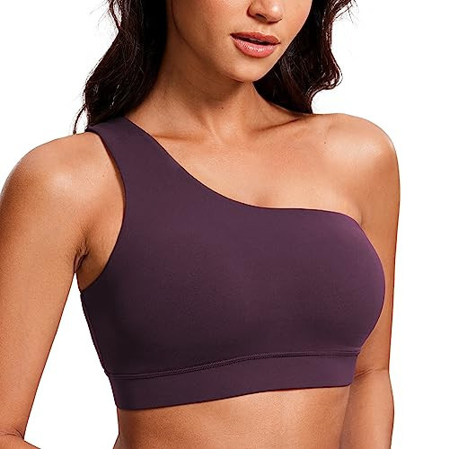 CRZ YOGA Butterluxe One Shoulder Sports Bras for Women - Sleeveless One Strap Low Impact Asymmetrical Workout Yoga Tops Deep Purple Medium | Amazon (US)