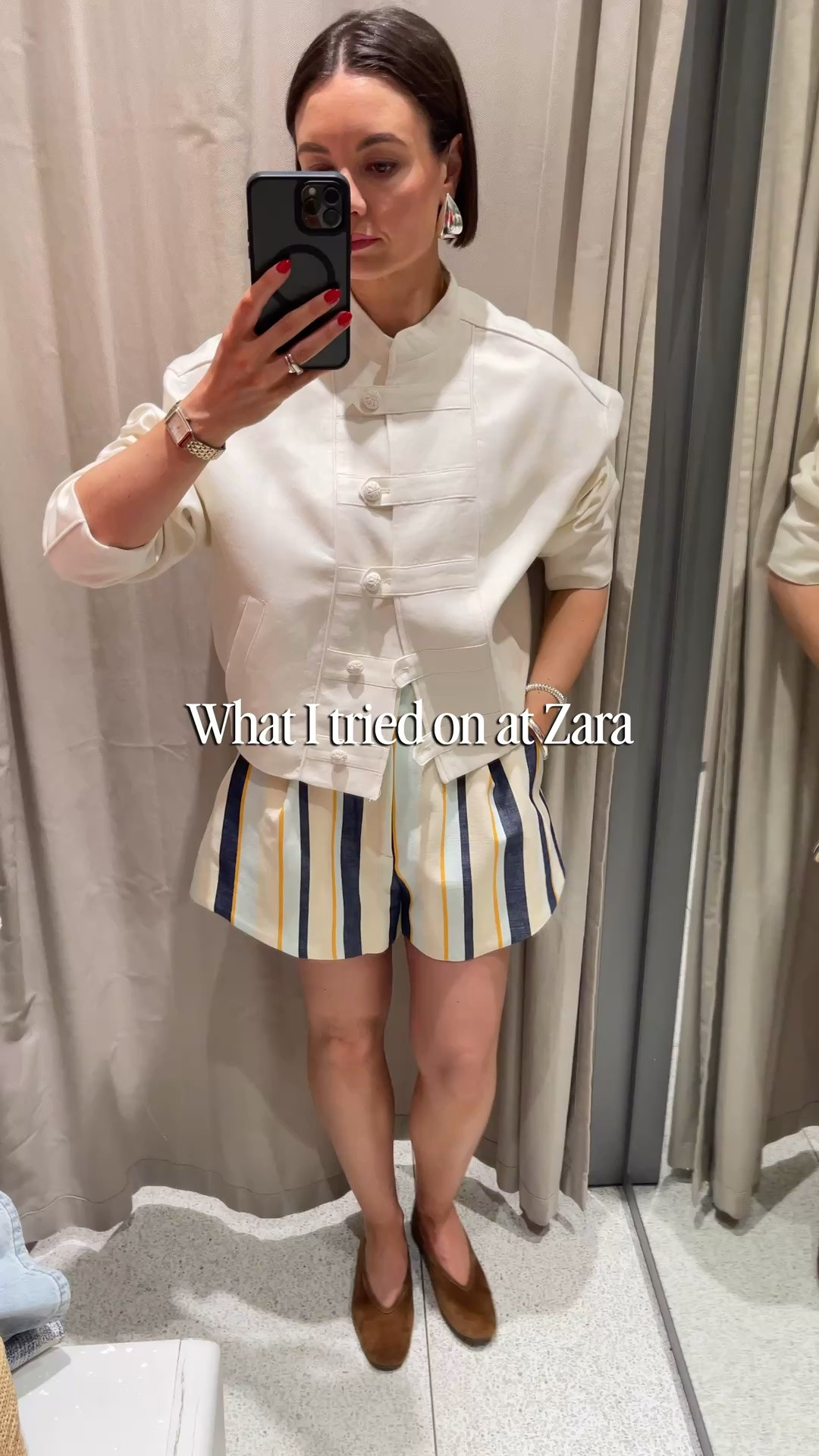 What I tried at Zara. A few hits and misses, but the red shirt cane home with me.

Linen jacket xs
Striped shorts s
White peplum shirt s
Jeans size 2
Red shirt s
White tank s
Skirt xs

#LTKsummer #LTKcanada