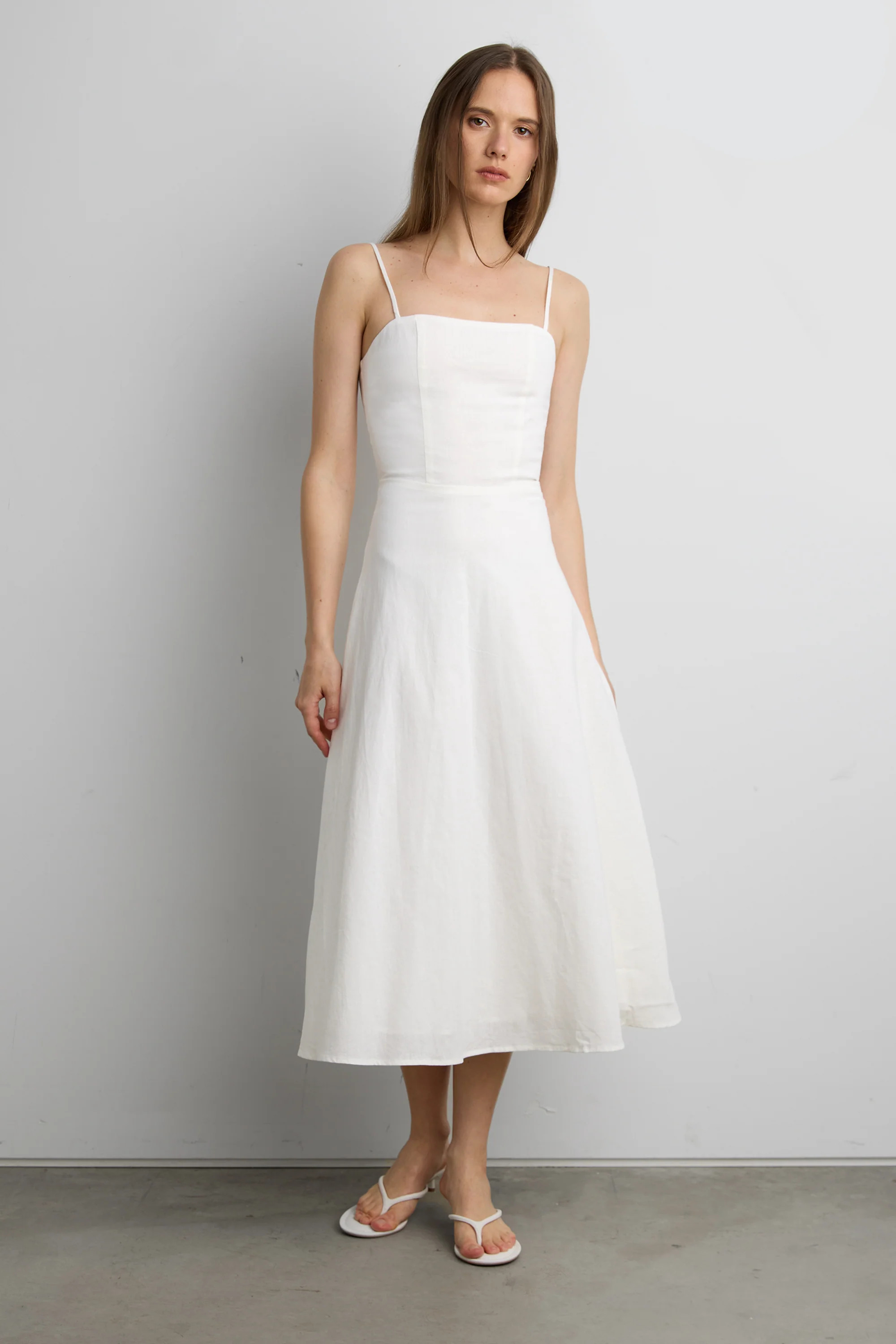 LINEN BLEND MIDI DRESS | OAK + FORT