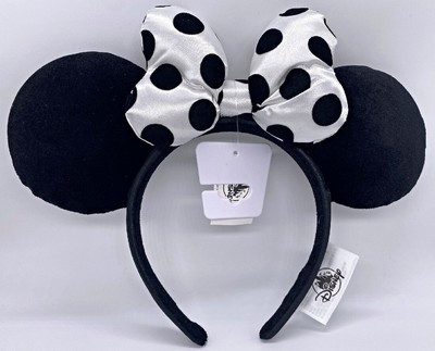 Disney Parks Minnie Mouse Ears Polka Dot Black White Spots Velvet 2021 Headband | eBay US