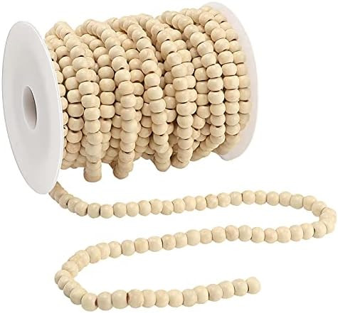 Christmas Wooden Bead Garland Rustic Farmhouse Bead Garland Xmas Tree Bead Ornaments for Christma... | Amazon (US)