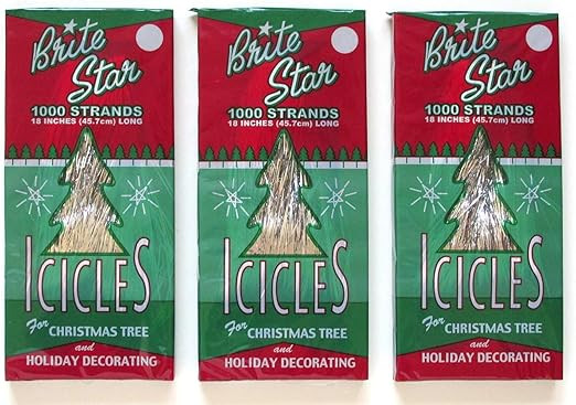 Brite Star Tinsel Icicles, Silver, 3 Packages, 1000 count each | Amazon (US)
