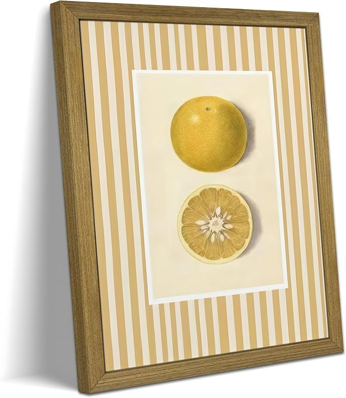 Yellow Lemon Canvas Wall Art Framed, Lemon Wall Decor Oil Painting, Vintage Fruit Picture Print P... | Amazon (US)