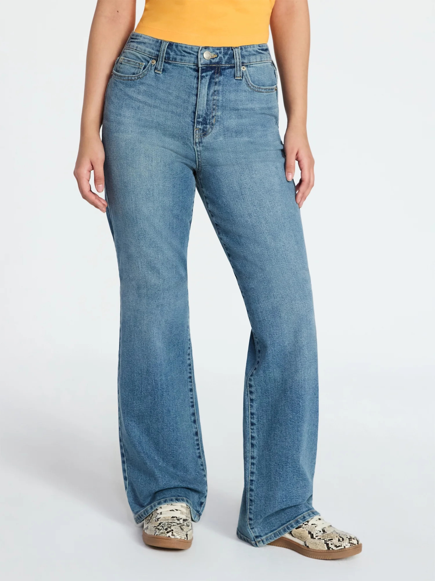 No Boundaries High Rise Baggy Wide Leg Jeans, 34" Inseam, Women'ss XXS-4X | Walmart (US)