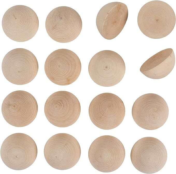 Unfinished Split Wooden Balls, Half Cut Wood for Crafts, Kids DIY Projects (2 in, 16 Pack) | Amazon (US)