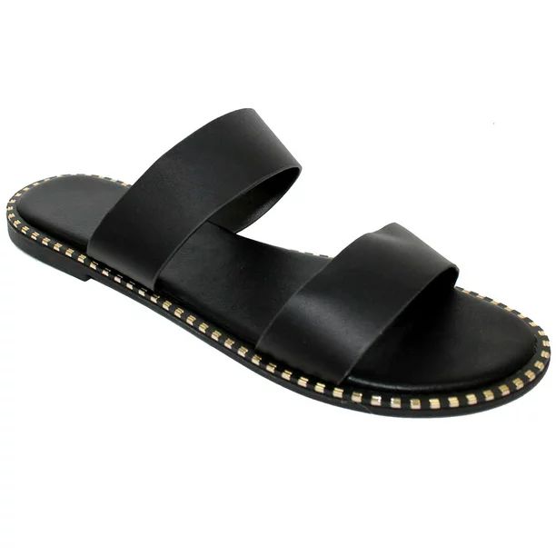 SNJ Women's Double Strap Open Toe Flat Slide Fashion Sandal | Walmart (US)