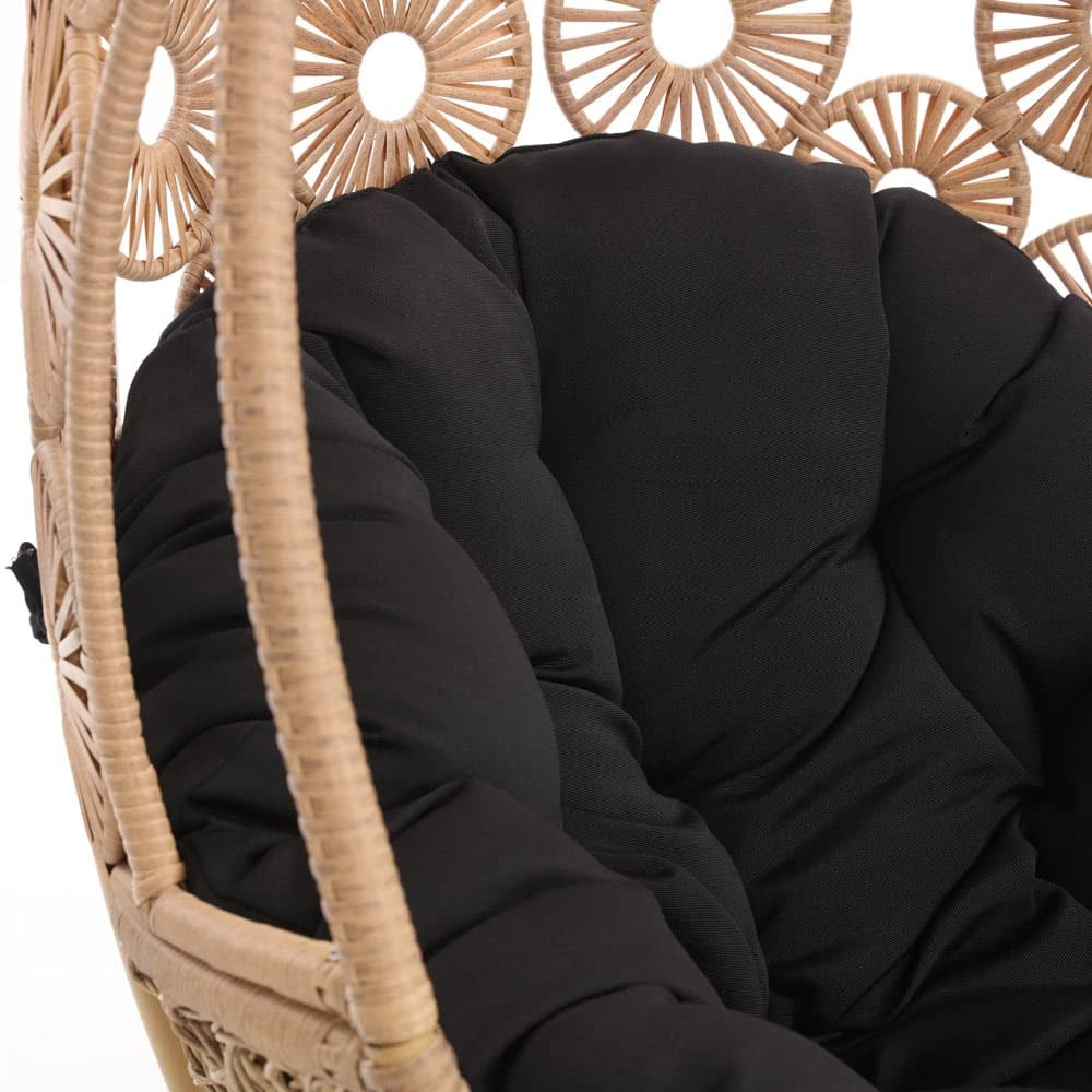 Zuri Furniture Modern Bay Tan Basket Swing Chair Black Cushion with Stand | Amazon (US)