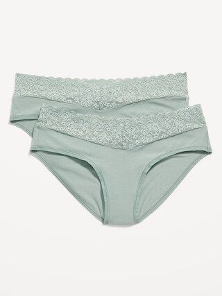 Maternity 2-Pack Lace-Trimmed Below-Bump Underwear | Old Navy (US)