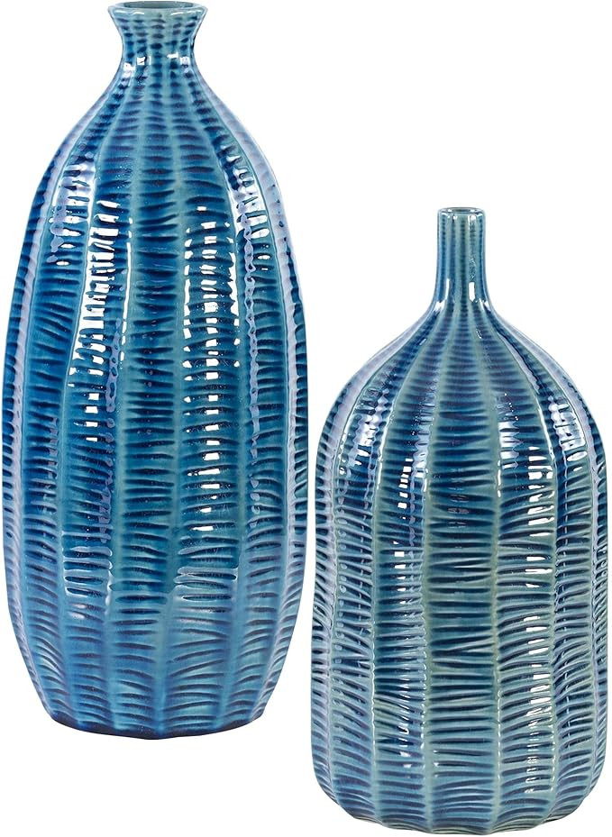 Uttermost Bixby 15" and 13" Cobalt Blue Earthenware Vases Set of 2 | Amazon (US)