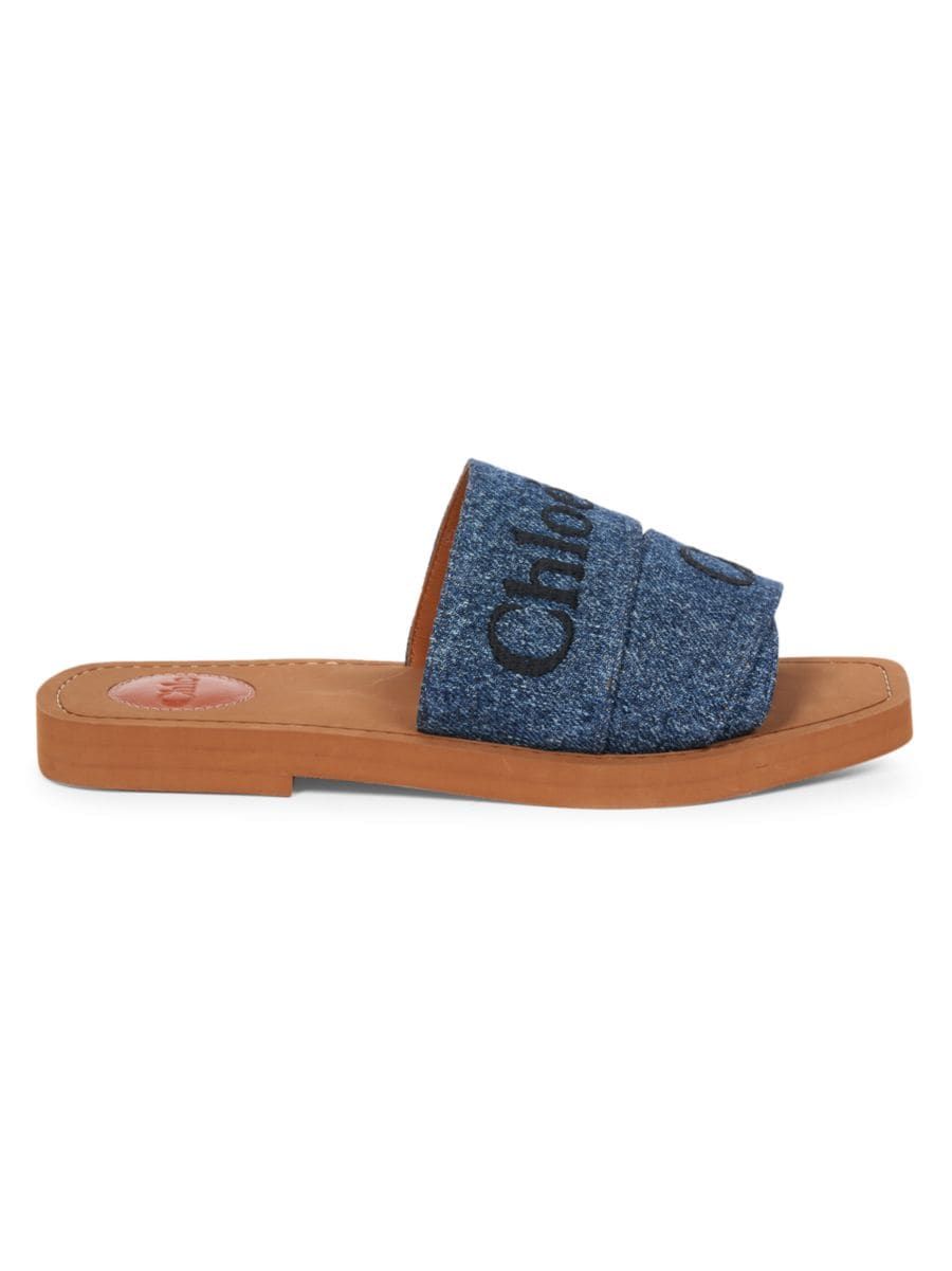 Woody Denim Logo Sandals | Saks Fifth Avenue