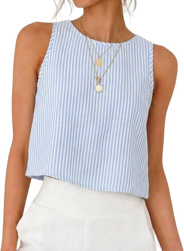 IDEALSANXUN Womens Gingham Crop Tank Tops 2026 Spring Summer Sleeveless Vest Top | Amazon (US)