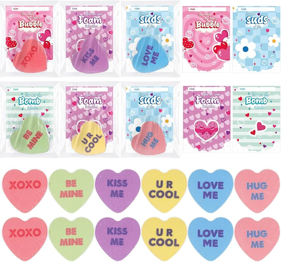 Swiffen 48 Pack Valentines Day Shower Spa Galentines Day Gifts Heart Shape Bath Shower Bombs Set ... | Amazon (US)
