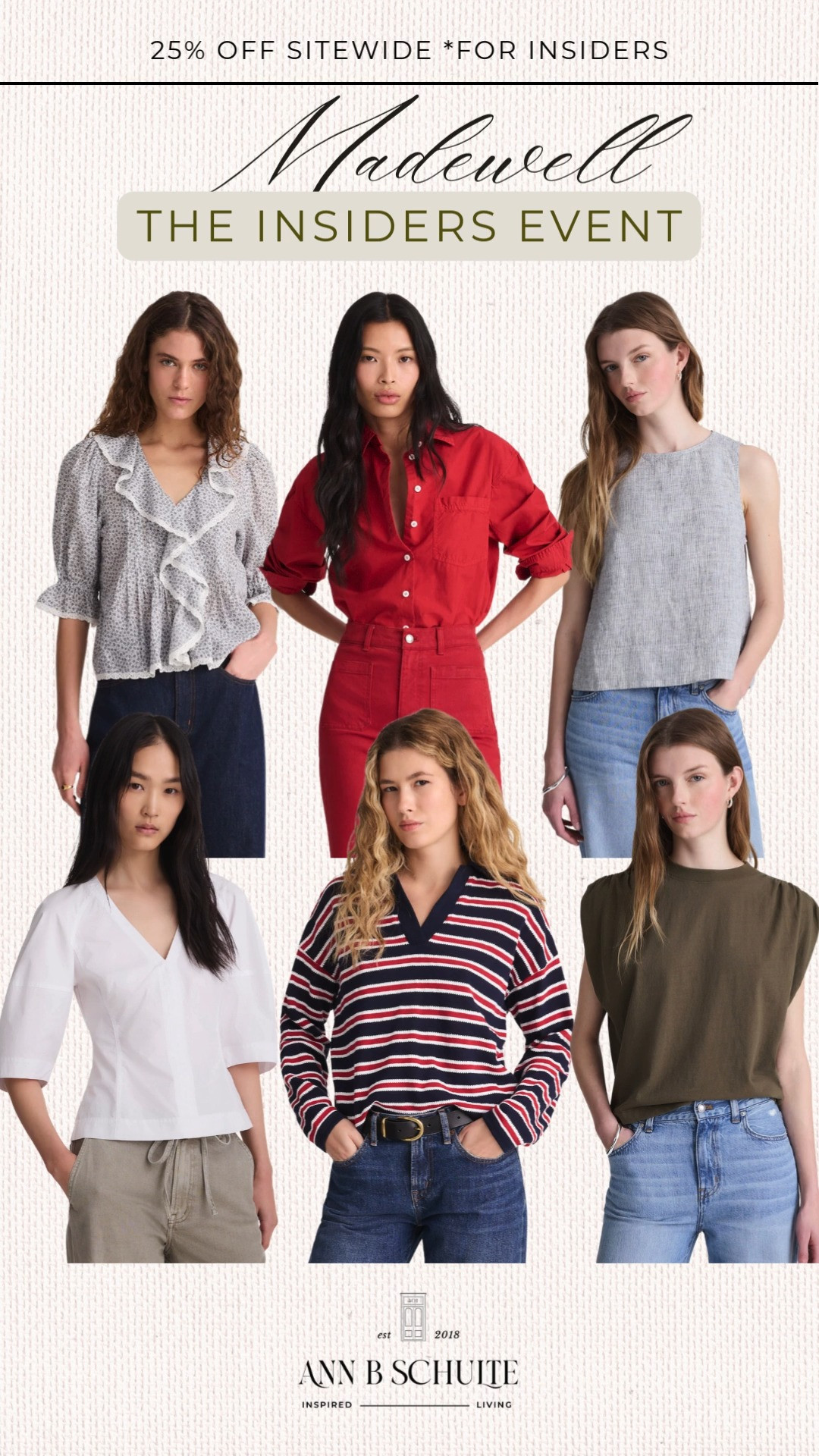 Madewell’s Insiders Event is here, and it’s a very good day to be on the list 25% off sitewide for insiders only. Cozy basics, cute bags, all in one scroll. 🤎👜✨
#Madewell #MadewellStyle #MadewellInsiders #MadewellSale #SitewideSale #WardrobeEssentials #EverydayStyle #OOTDInspo #LTKSaleAlert #StyleEdit 

 #LTKootd #LTKSaleAlert