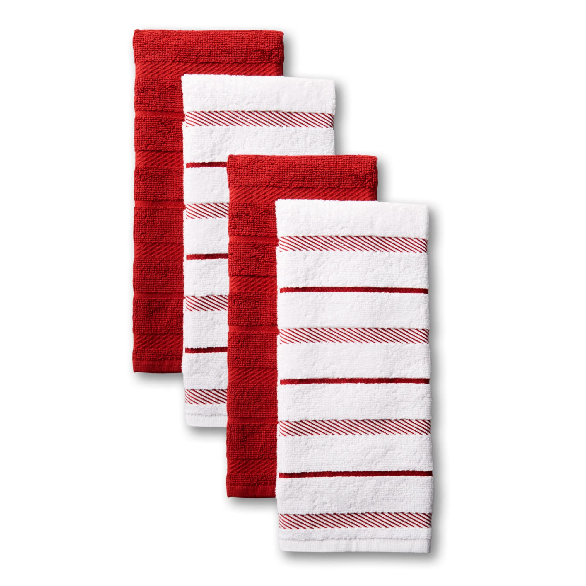 KitchenAid Albany Kitchen Towel 4-Pack Set, Passion Red/White, 16"x26" | Amazon (US)