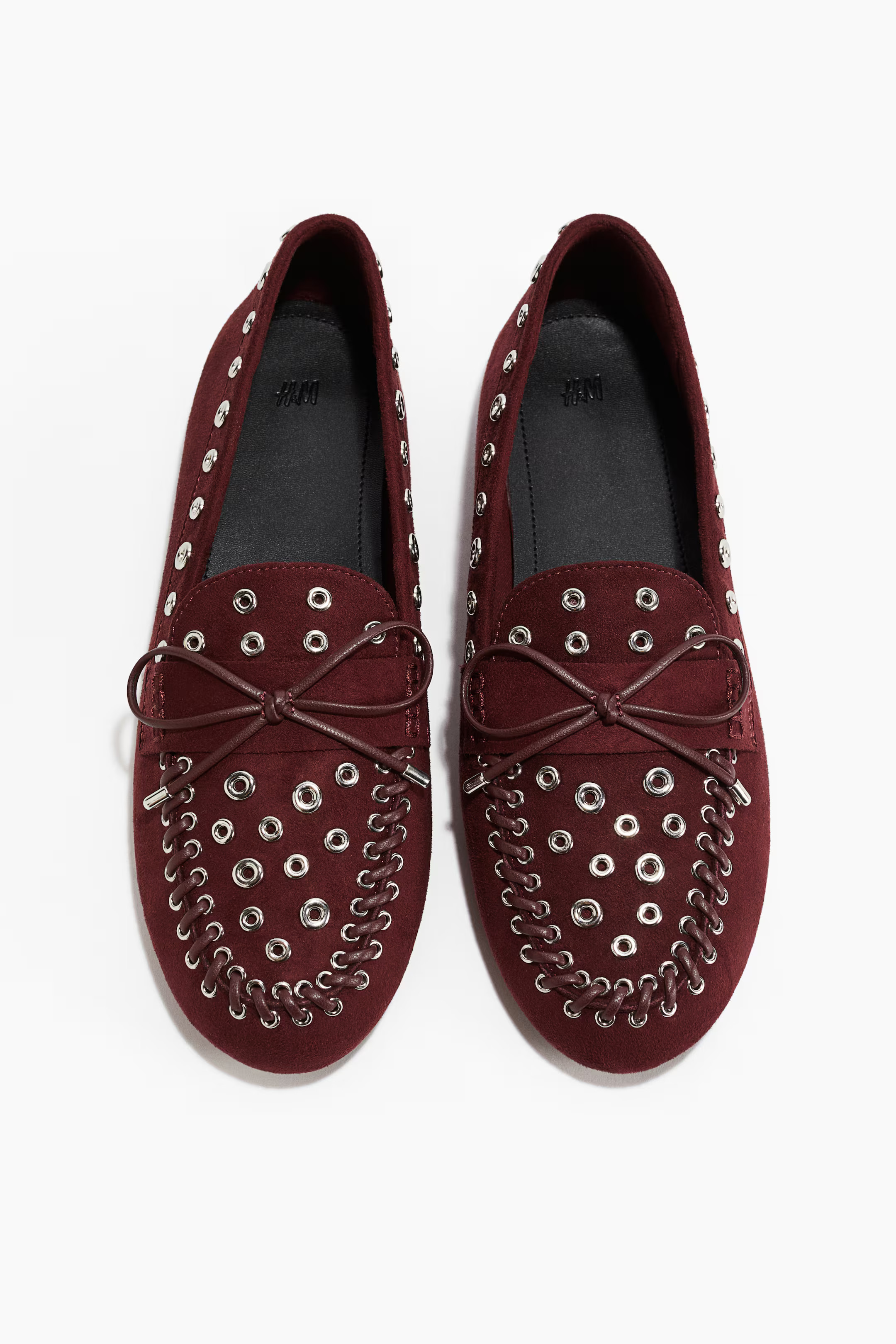 Eyelet-embellished loafers - Burgundy - Ladies | H&M GB | H&M (UK, MY, IN, SG, PH, TW, HK)
