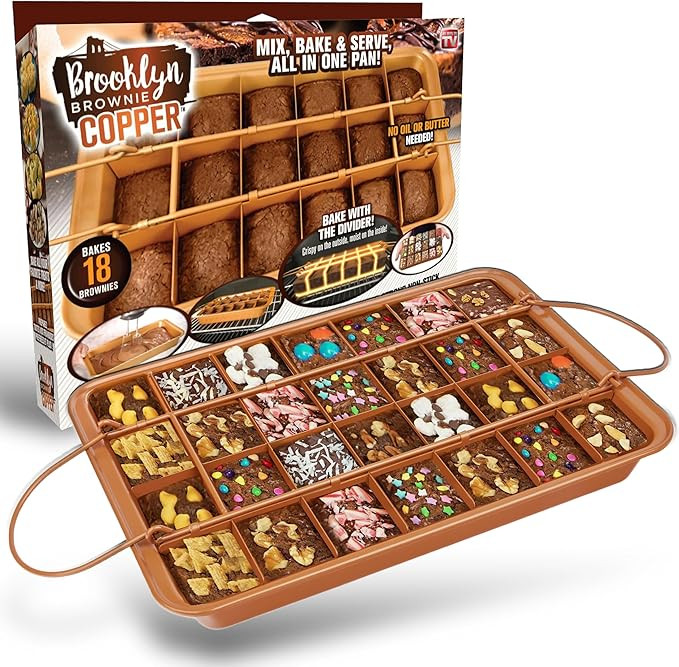 Gotham Steel XL Brownie Pan with Dividers Nonstick Baking Pan for All Edge Brownies with Removabl... | Amazon (US)