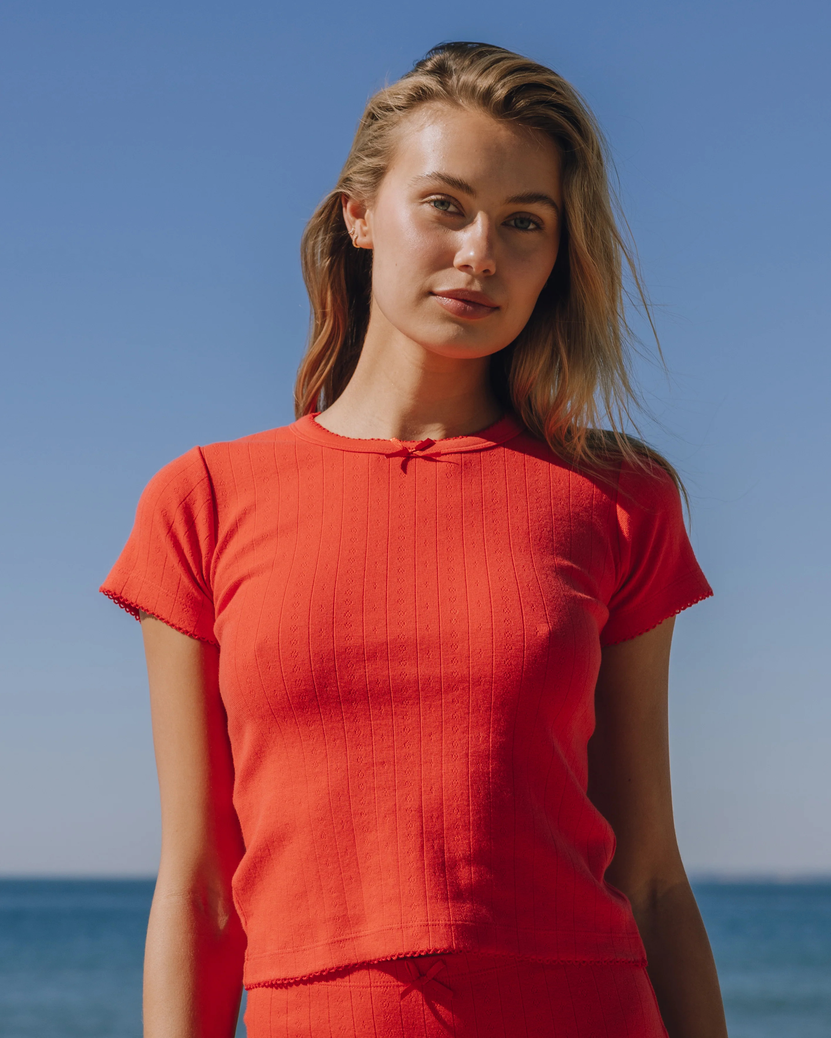 Pointelle Baby Tee with Trim - Heart | Daily Drills