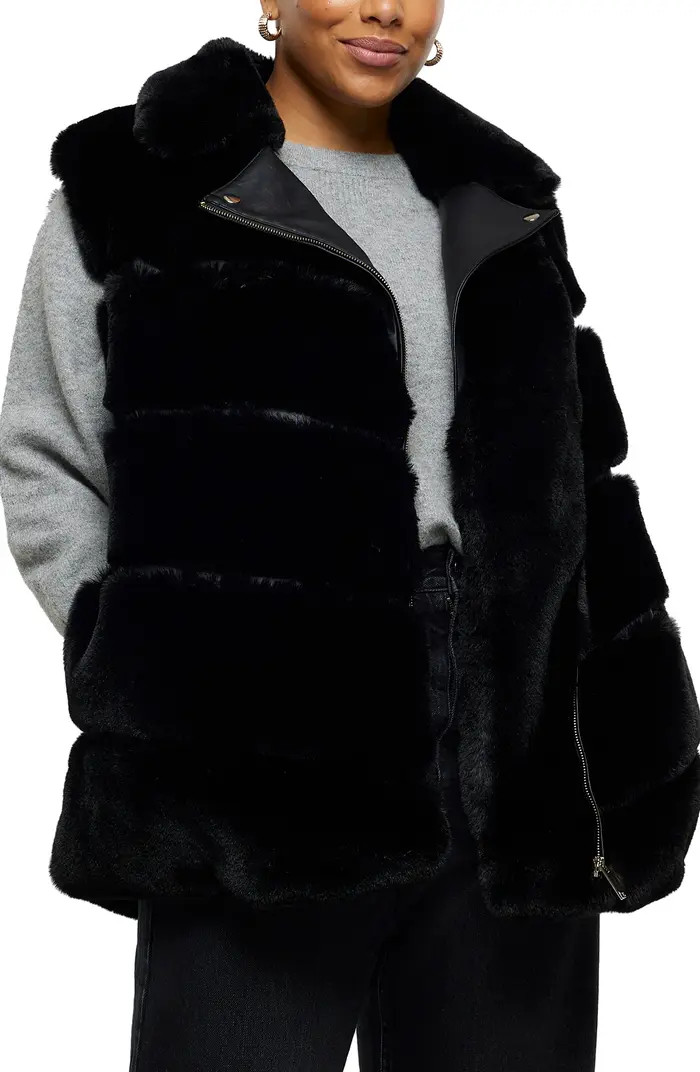 Faux Fur & Faux Leather Moto Gilet | Nordstrom