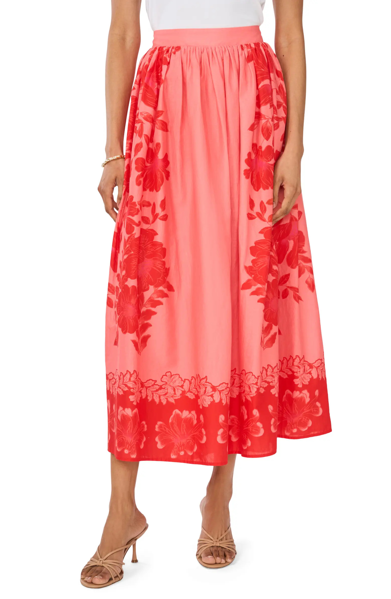 Vince Camuto Placed Floral Cotton Skirt | Nordstrom | Nordstrom