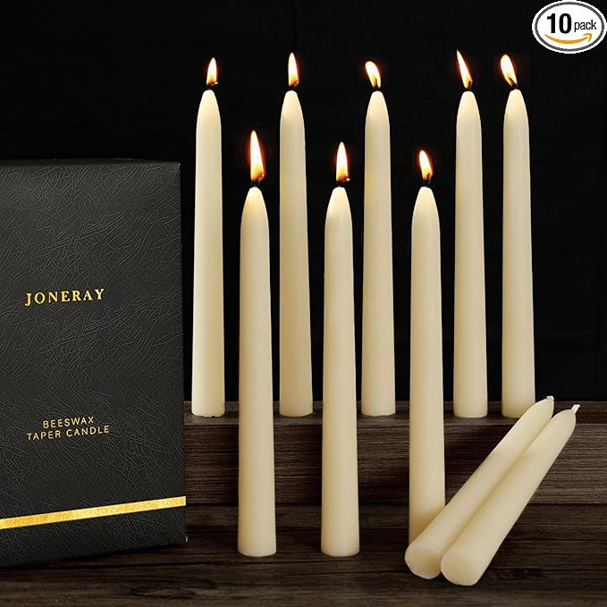Ivory Beeswax Taper Candles, Unscented and Smokeless Taper Candles, 8-inch Pure Natural Bees Wax ... | Amazon (US)