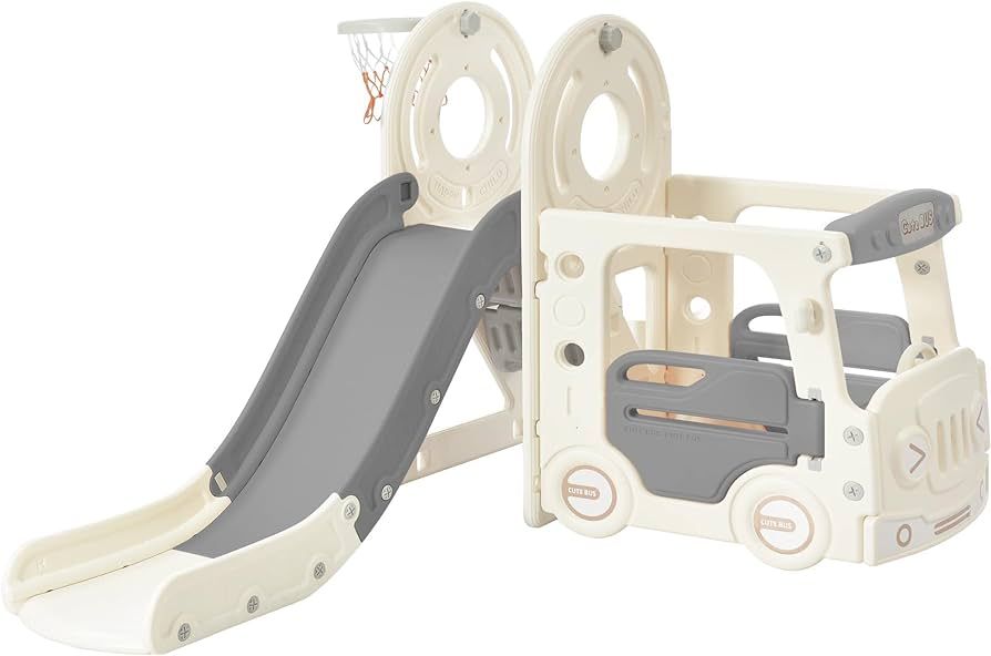 Veemuaro 4 in 1 Slide for Kids, Toddler Slide with Bus Play Structure, Freestanding Slide Set wit... | Amazon (US)