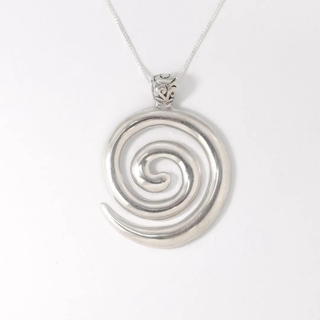 Swirl Pendant, Spiral Pendant, Solid Silver Pendant, Artistic Pendant, Statement Pendant, Round P... | Etsy (US)