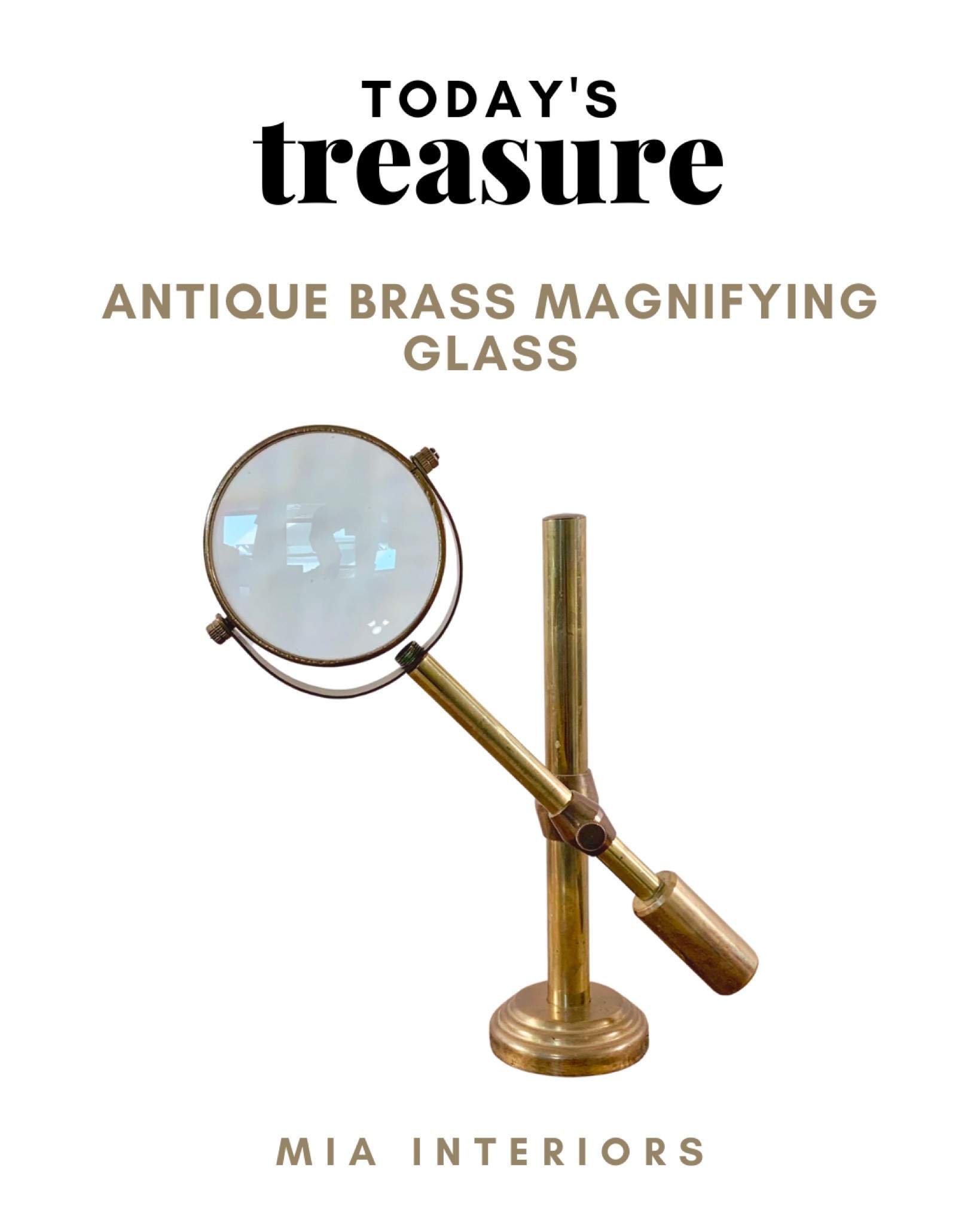 Todays treasure! How cool is this standing brass magnifying glass?!

#todaystreasure #magnifyingglass #etsyfinds #etsythrifting #etsyantiques #antiques #homedecor #vintagedecor

#LTKunder100 #LTKSeasonal #LTKhome