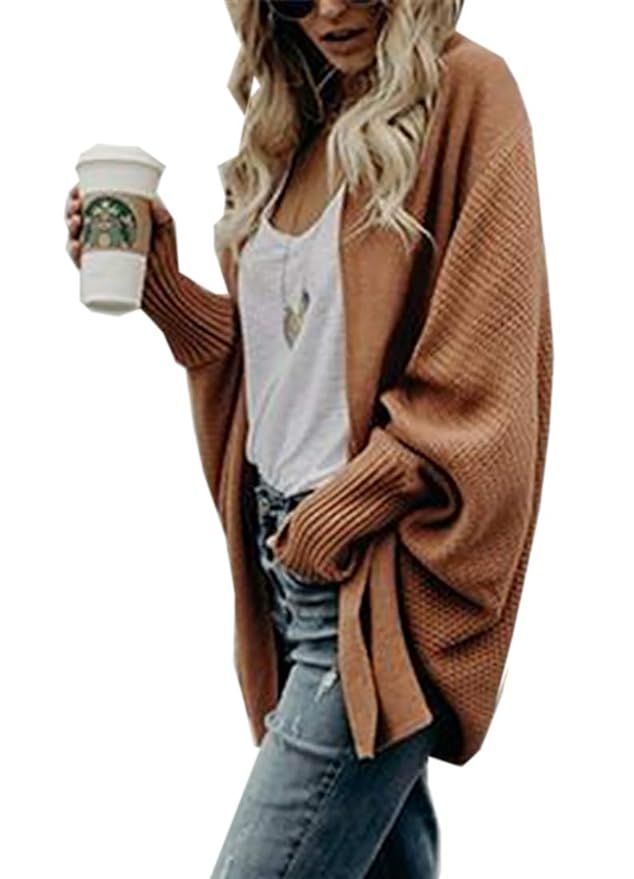 Miatty Women's Loose Long Sleeve Shawl Collared Open Front Chunky Cardigan Sweater | Amazon (CA)