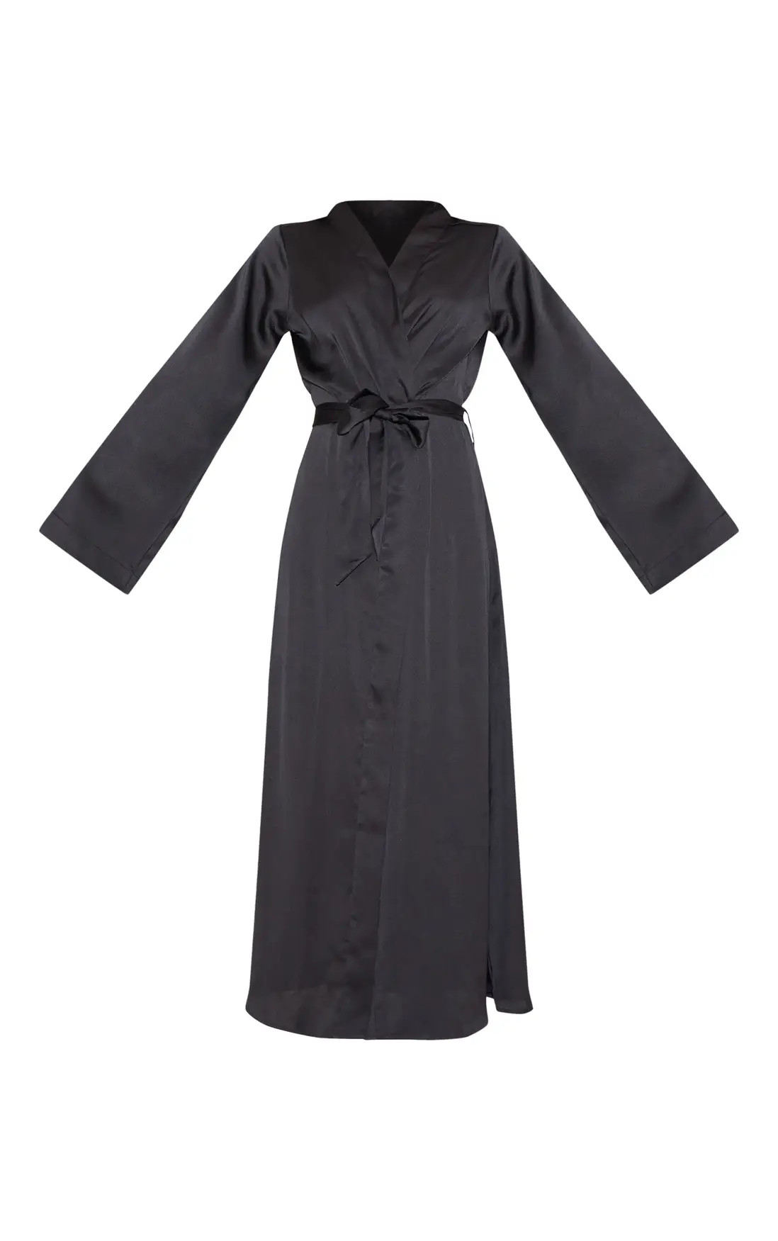 Black Satin Nightwear Maxi Robe | PrettyLittleThing USA | PrettyLittleThing US