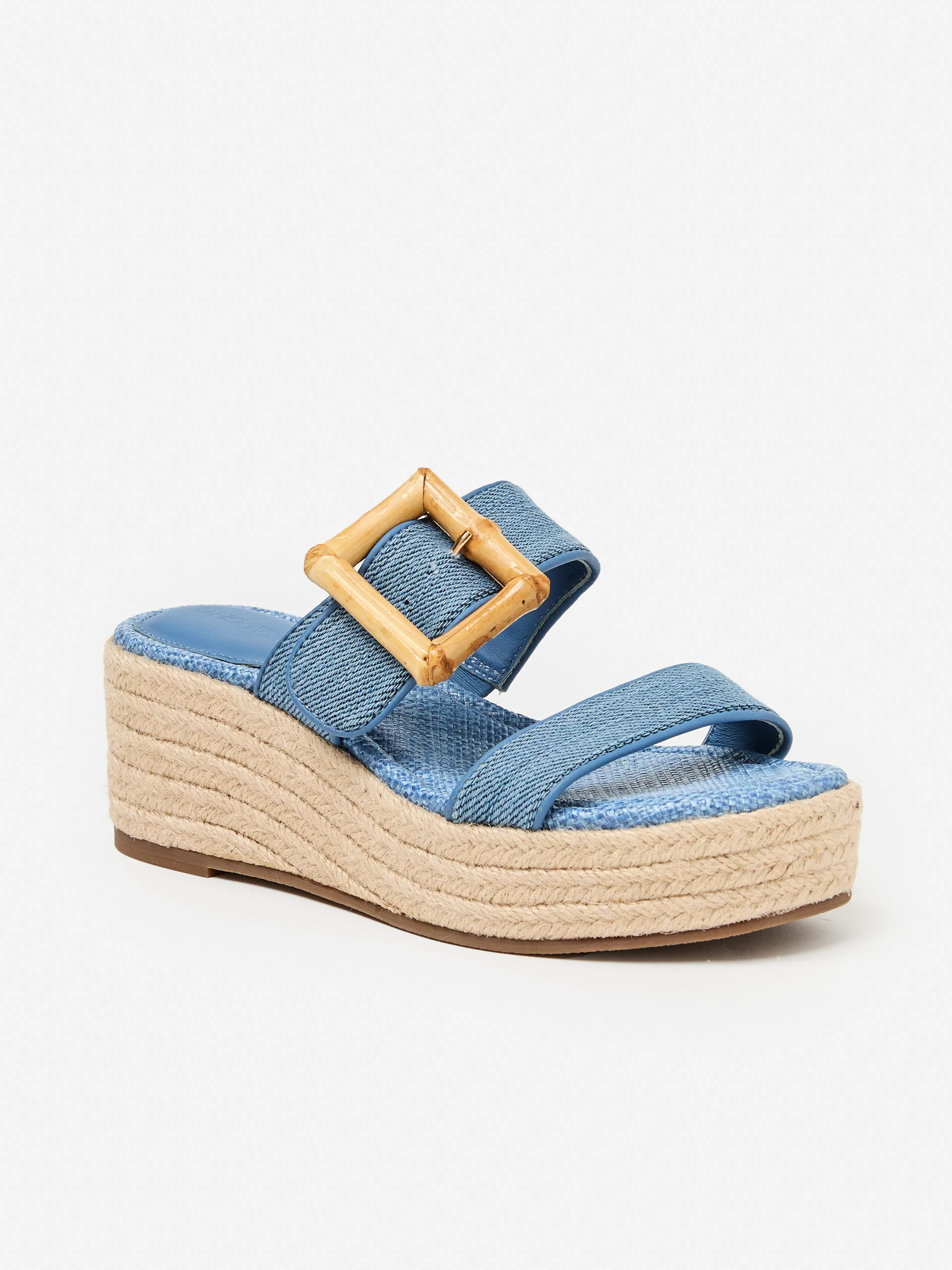 Vintage_Denim Solid Fleur Wedges | Women's Shoes | J.McLaughlin | J.McLaughlin
