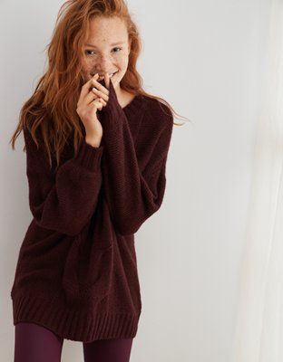 Aerie Happy Place Cable Sweater | American Eagle Outfitters (US & CA)