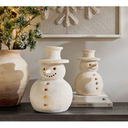 Christmas Decorations - Handmade Resin Snowman Figurines - White Clay Winter Decor Holiday Rustic Unique Decor for Home Table Room Farmhouse Indoor Outdoor | Walmart (US)