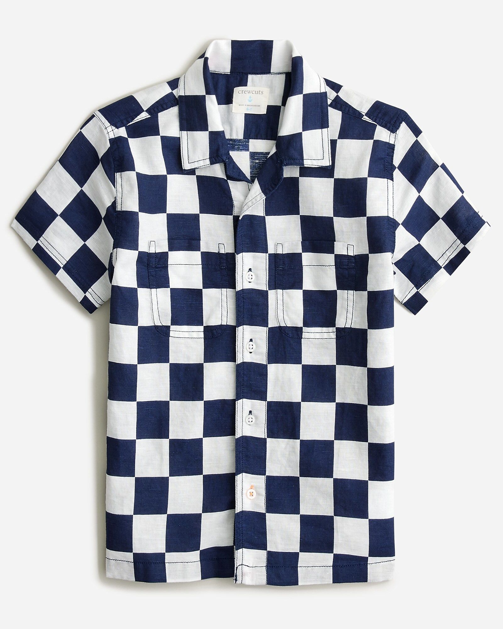 Kids' short-sleeve camp shirt in linen-cotton blend | J.Crew US