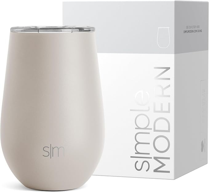 Simple Modern Wine Tumbler with Lid | Cute Stemless Glass Cup with Press-In Lid | Insulated Stain... | Amazon (US)