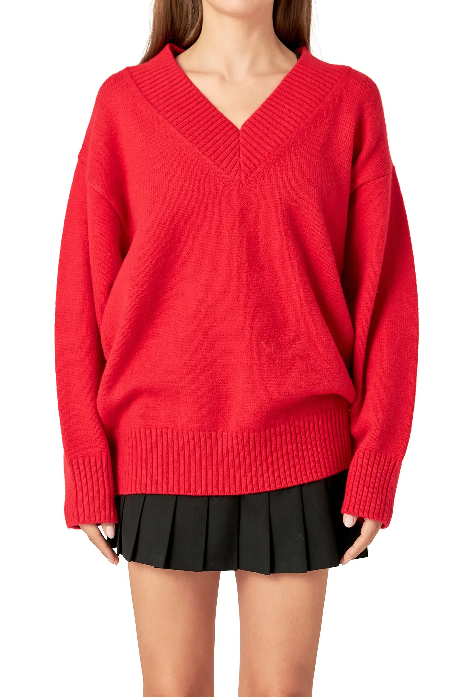 English Factory Oversize V-Neck Sweater | Nordstrom | Nordstrom