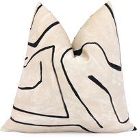 Kelly Wearstler Graffito Pillow Cover, Cream and Black, Striped Accent, Cushion Sham, Cream Pillows, Designer Cushion Graffito Linen Onyx | Etsy (US)