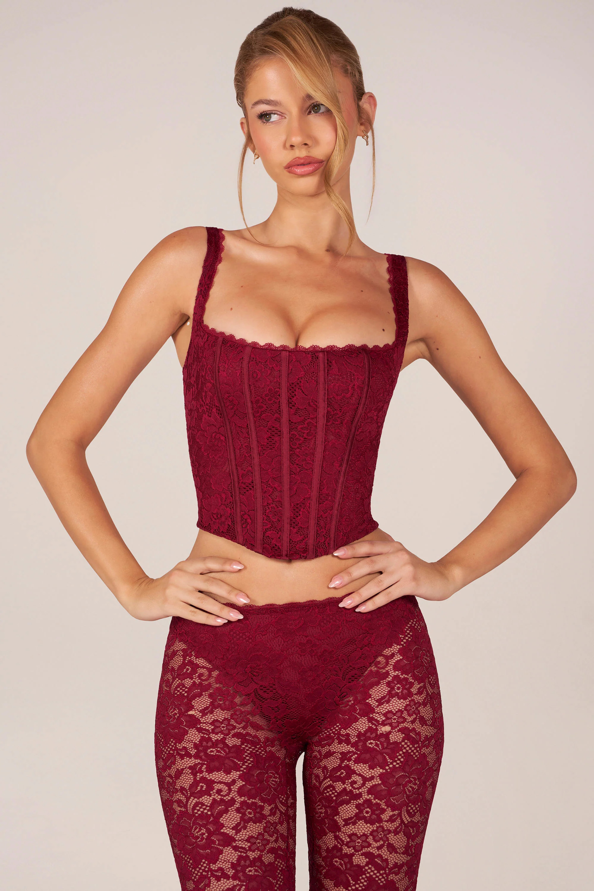 Lace-Up Corset Top in Cherry Red | Oh Polly