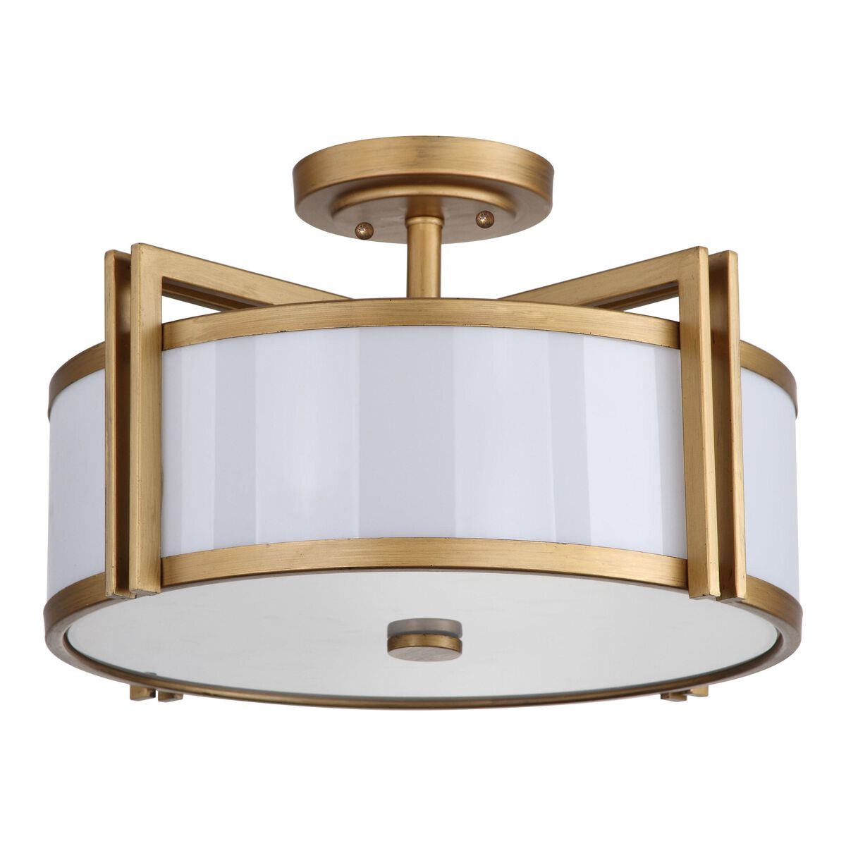 Davis Gold Trim 3 Light Flush Mount Ceiling Light in Cream by World Market | World Market