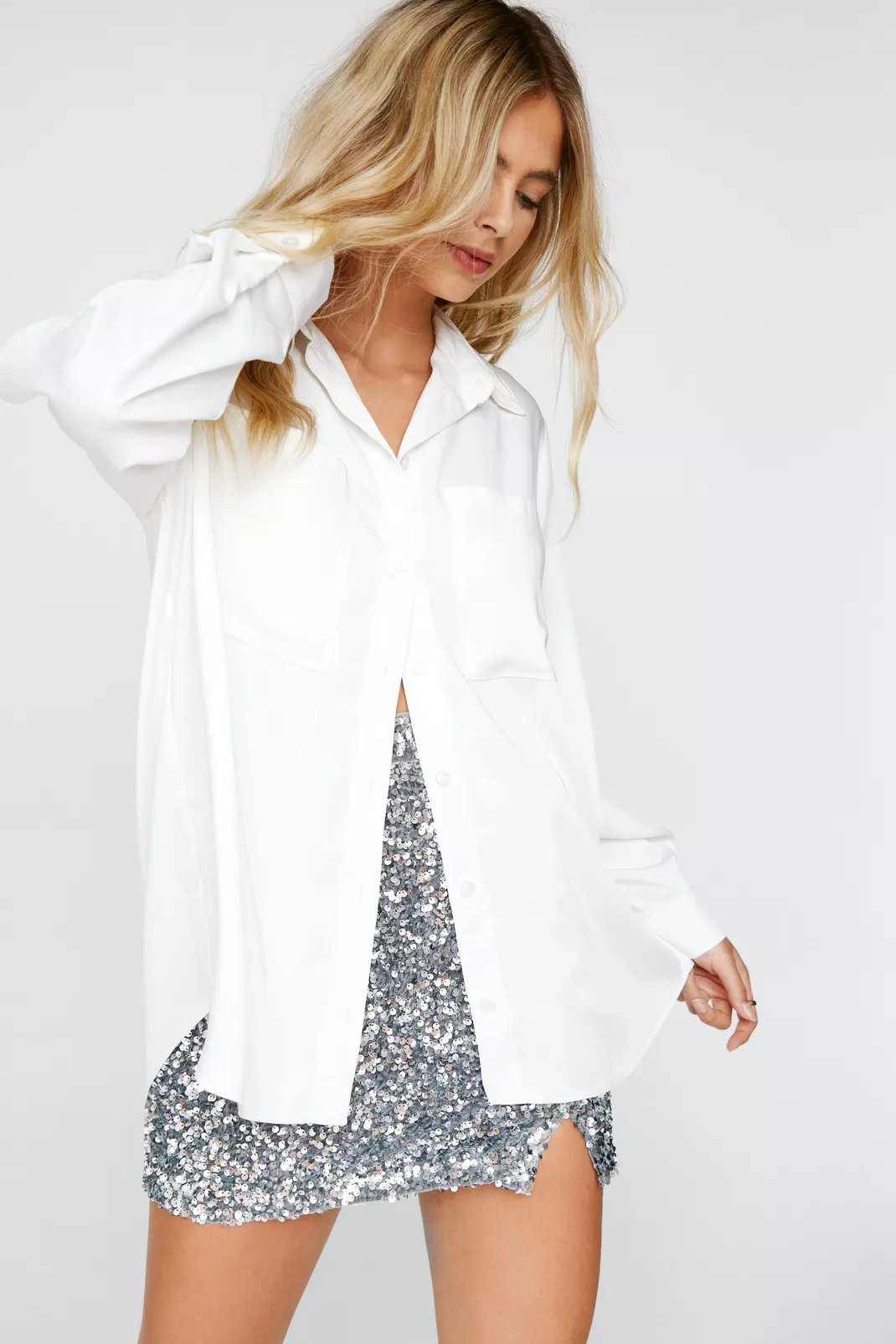 Satin Relaxed Button Down Shirt | Nasty Gal (US)