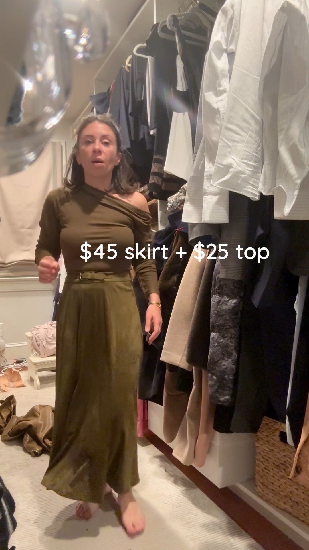 This matching set faux suede skirt and slinky off the shoulder olive green top from Commense are less than $50!

#LTKPetite #LTKHoliday #LTKFindsUnder50