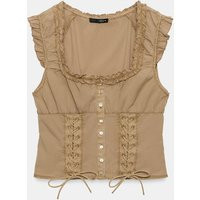 Zara - Washed Effect Poplin Top - Ochre - S - Woman | Zara UK
