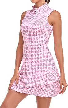 Viracy Tennis Dress for Women Sleeveless Golf Dresses with Shorts and Pockets Ruffle Zip Up Stand... | Amazon (US)