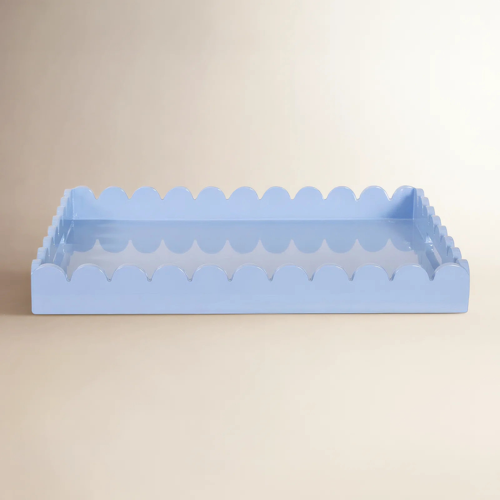 Hindley Hand-Crafted Rectangular Scalloped Wood Tray | Birch Lane
