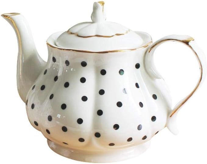 European Style Teapot Handmade Ceramic Teapot Pumpkin Fluted Shape Vintage Tea Party Set Gift (Po... | Amazon (US)