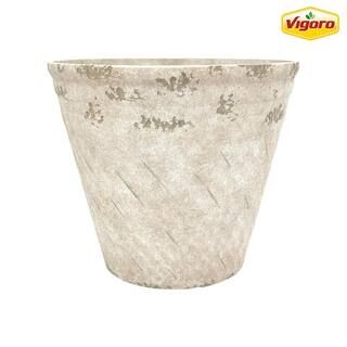 Vigoro 15 in. Paisley Large Ivory Resin Swirl Planter (15 in. D x 13 in. H) with Drainage Hole HD... | The Home Depot
