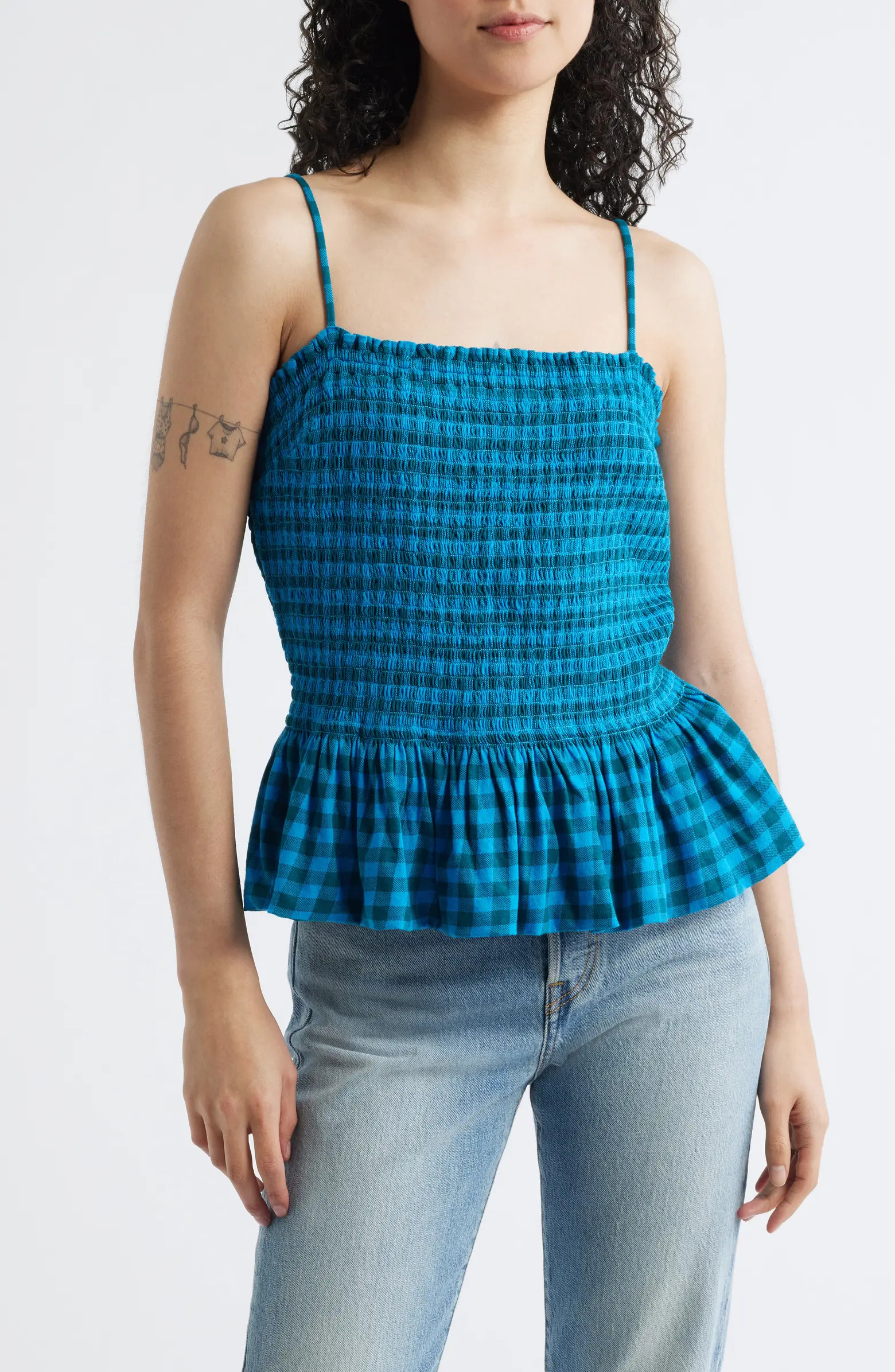 Sundance Gingham Peplum Tank | Nordstrom