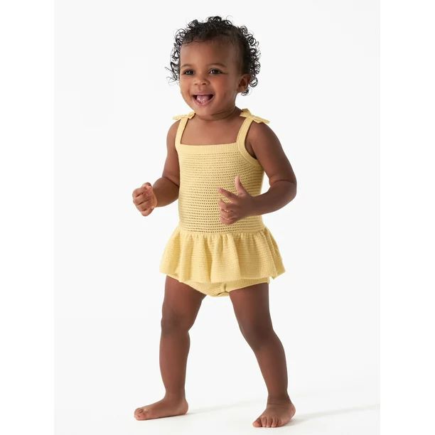 Modern Moments by Gerber Baby Girl Embroidered Pointelle Romper, Sizes 0/3M-24M | Walmart (US)