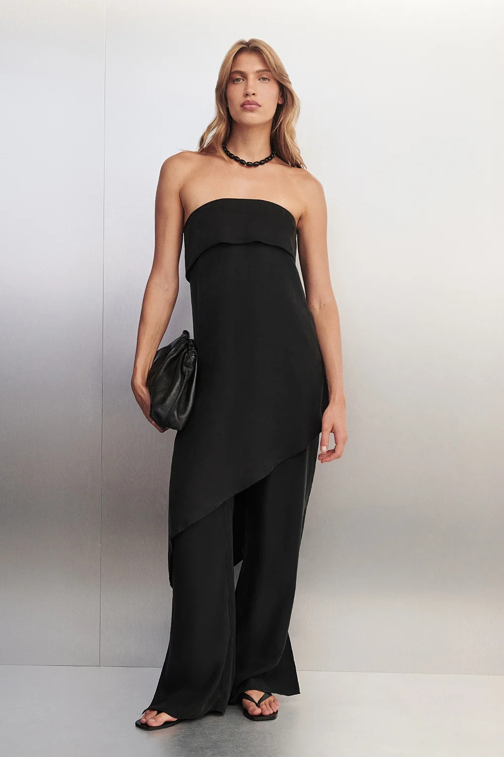 VENUS BLACK CUPRO ASYM TOP | DISSH